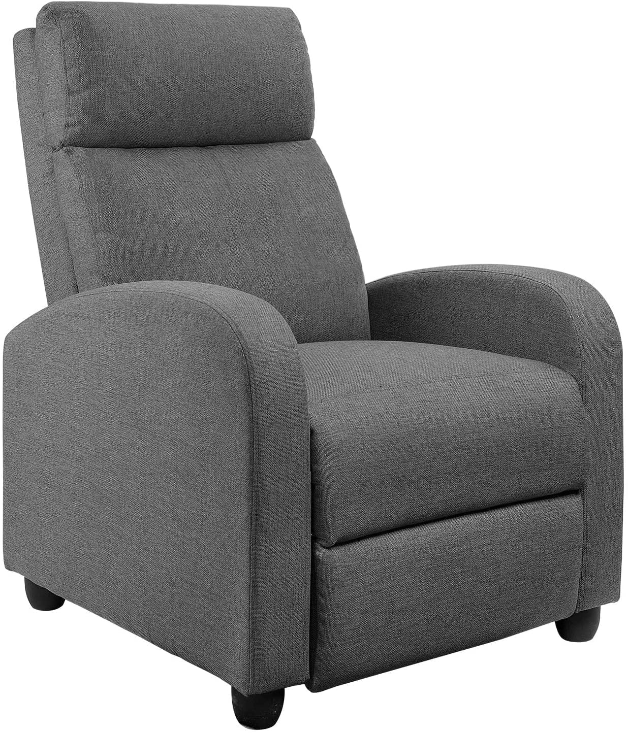 Fabric Single Sofa Recliner with Padded Seat , Gray