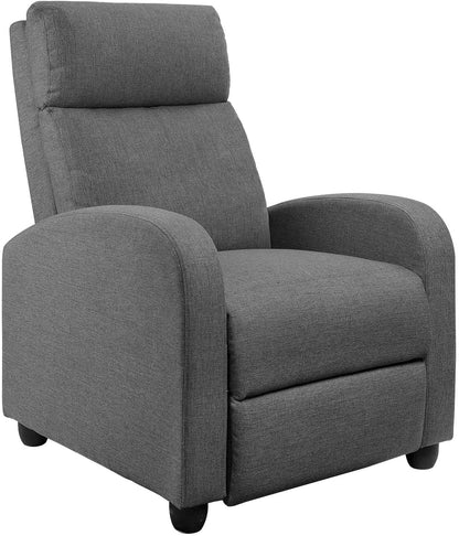 Fabric Single Sofa Recliner with Padded Seat , Gray
