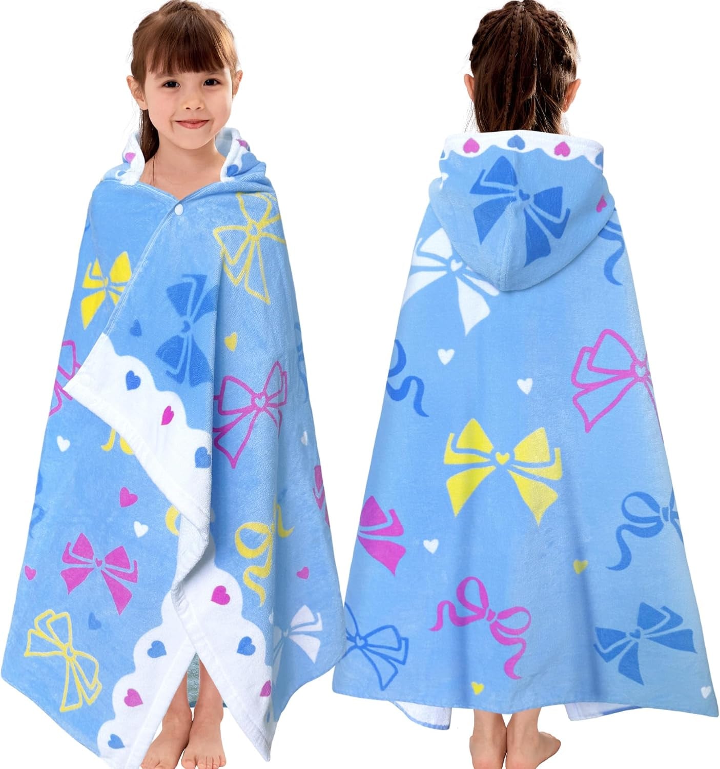 Kids Hooded Beach Towel Age 3-8, 30''X50,Soft | Thick | Large | 100% Cotton,Absorbent Beach, Bath, Pool Towels Wrap for Girls, Sea Mermaid