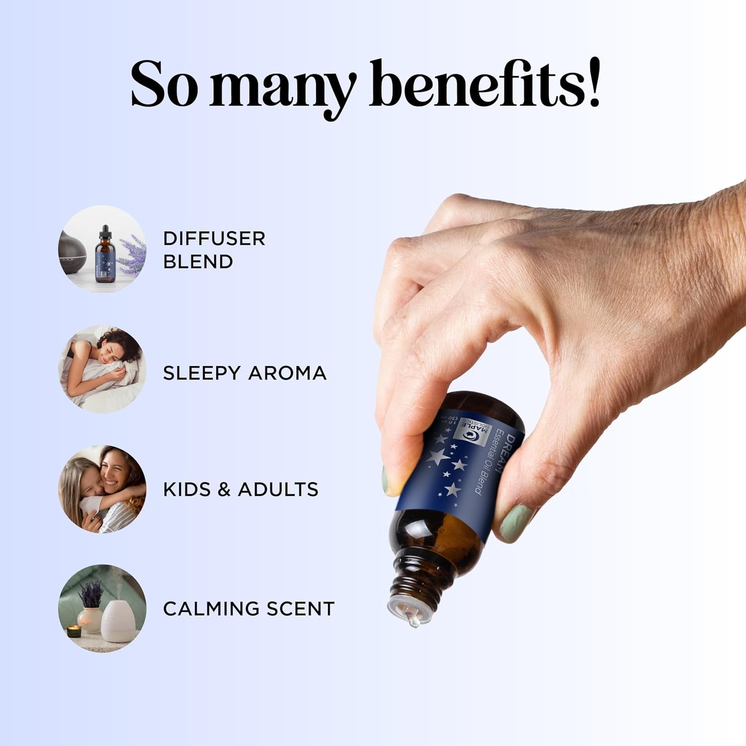 Sleep Essential Oil Blend for Diffuser - Dream Essential Oils for Diffusers Aromatherapy and Relaxation with Clary Sage Ylang-Ylang Roman Chamomile and Lavender Essential Oils for Sleep Time Support