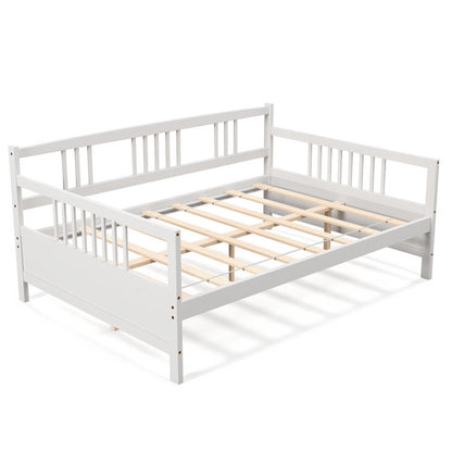 Wooden Full Size Daybed Frame with Guardrails