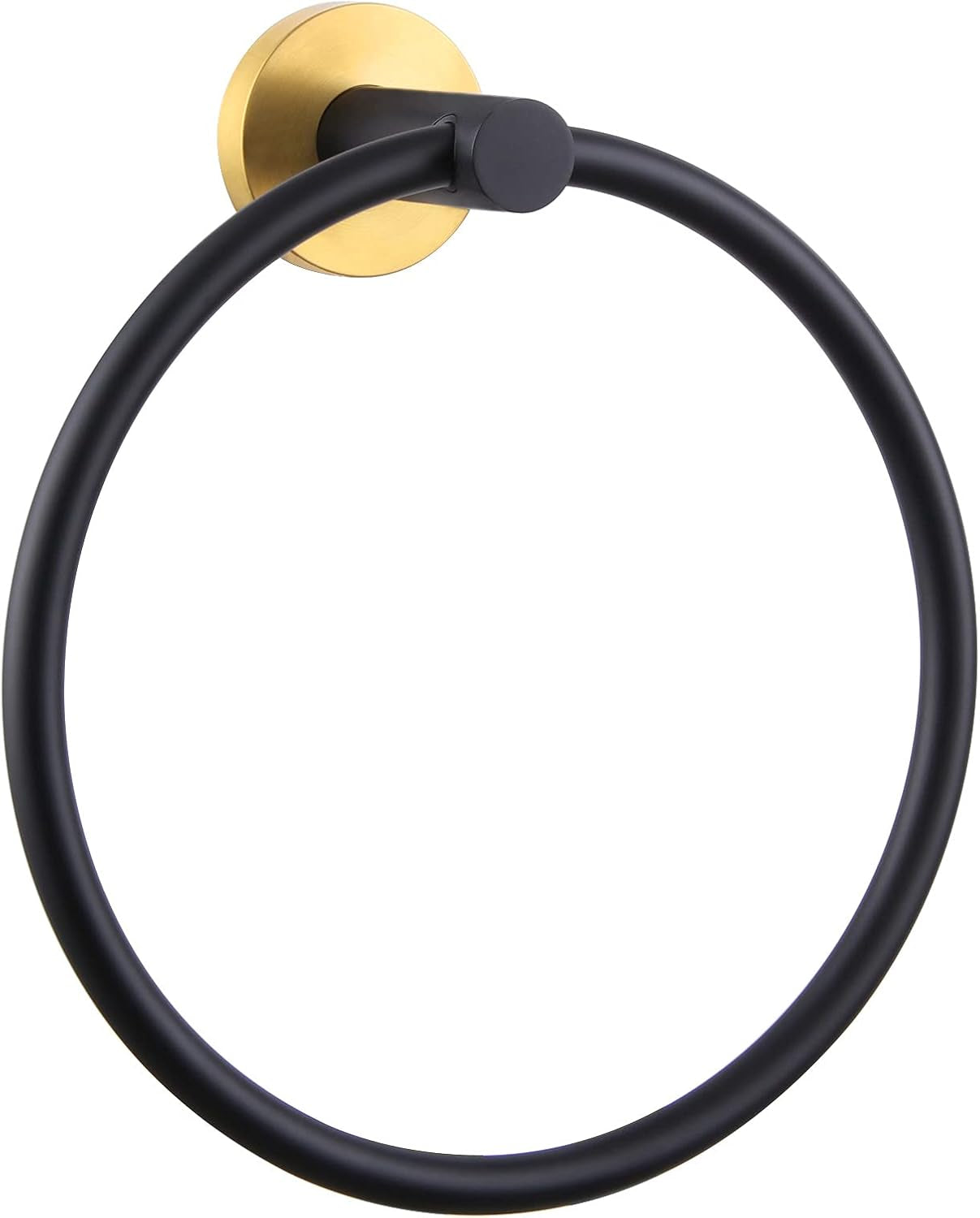 Matte Black Towel Ring Wall Mounted, Hand Towel Holder for Bathroom, Solid Stainless Steel round Wall Hanger