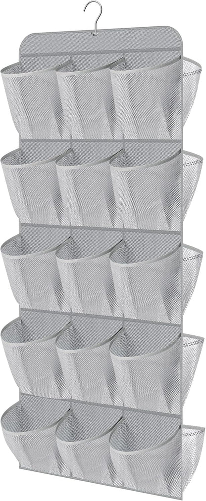 30 Large Pockets Dual Sided Hanging Shoe Organizer for Closet with Rotating Hanger Hanging Shoe Shelves, Grey