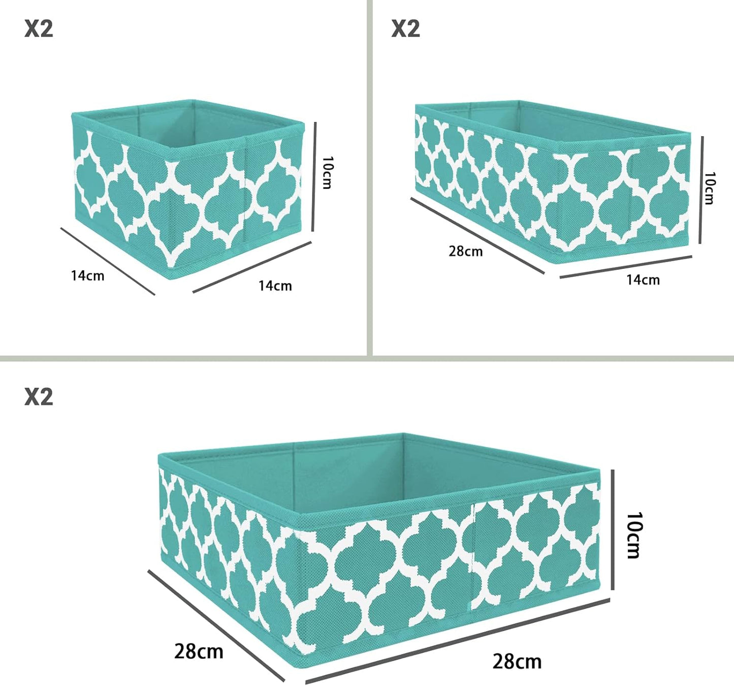 Underwear Drawer Organizer for Clothing - Fabric Drawer Dividers Box, Foldable Dresser Basket Storage Bins for Bra, Socks, Lingerie, Baby Clothes, Bedroom, Set of 6 (Blue Lantern Printing)