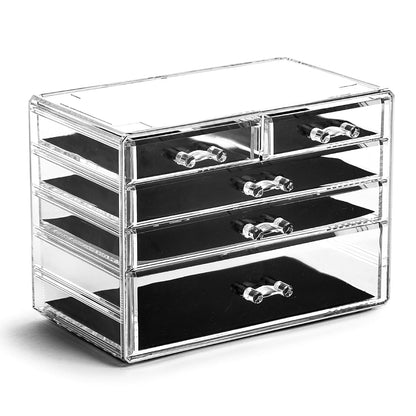 the MANHATTAN SERIES Acrylic Makeup Drawer Organizer- 5 Drawers | Clear Beauty Organizers and Storage| Cosmetic & Makeup Drawer| Home Organization| Jewelry & Vanity Accessories Drawers