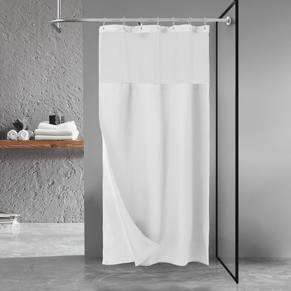 Waffle Weave Shower Curtain with Snap-In Fabric Liner & Hooks Set - Hotel Style, Waterproof & Washable, Heavyweight Fabric & Mesh Top Window - 71X72, Sage Green