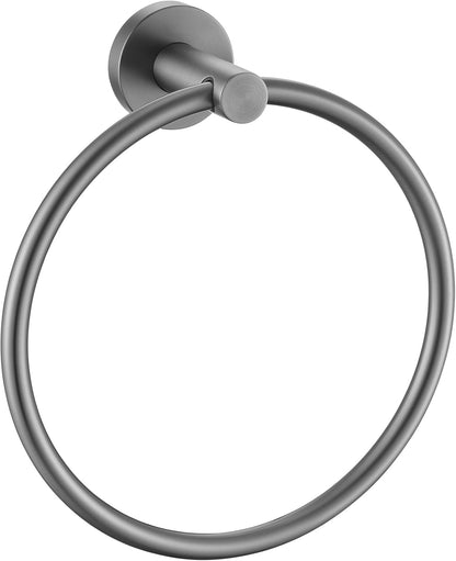 Matte Black Towel Ring Wall Mounted, Hand Towel Holder for Bathroom, Solid Stainless Steel round Wall Hanger