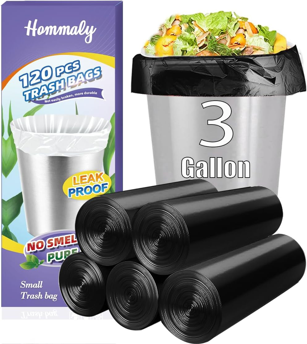 4 Gallon Small Garbage Bags 250 Counts,Trash Bag Bin Liners, 12-15 Liters Bin Bags Wastebasket Bags for Home Office Kitchen Trash Can,Bathroom,Bedroom 5 Color