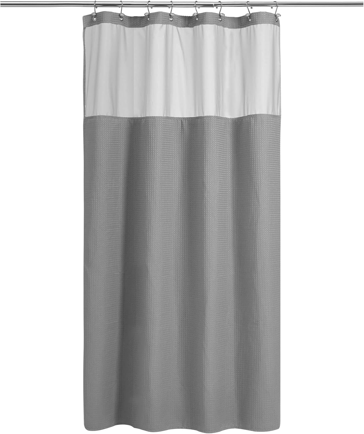 Waffle Weave Shower Curtain with Snap-In Fabric Liner & Hooks Set - Hotel Style, Waterproof & Washable, Heavyweight Fabric & Mesh Top Window - 71X72, Sage Green