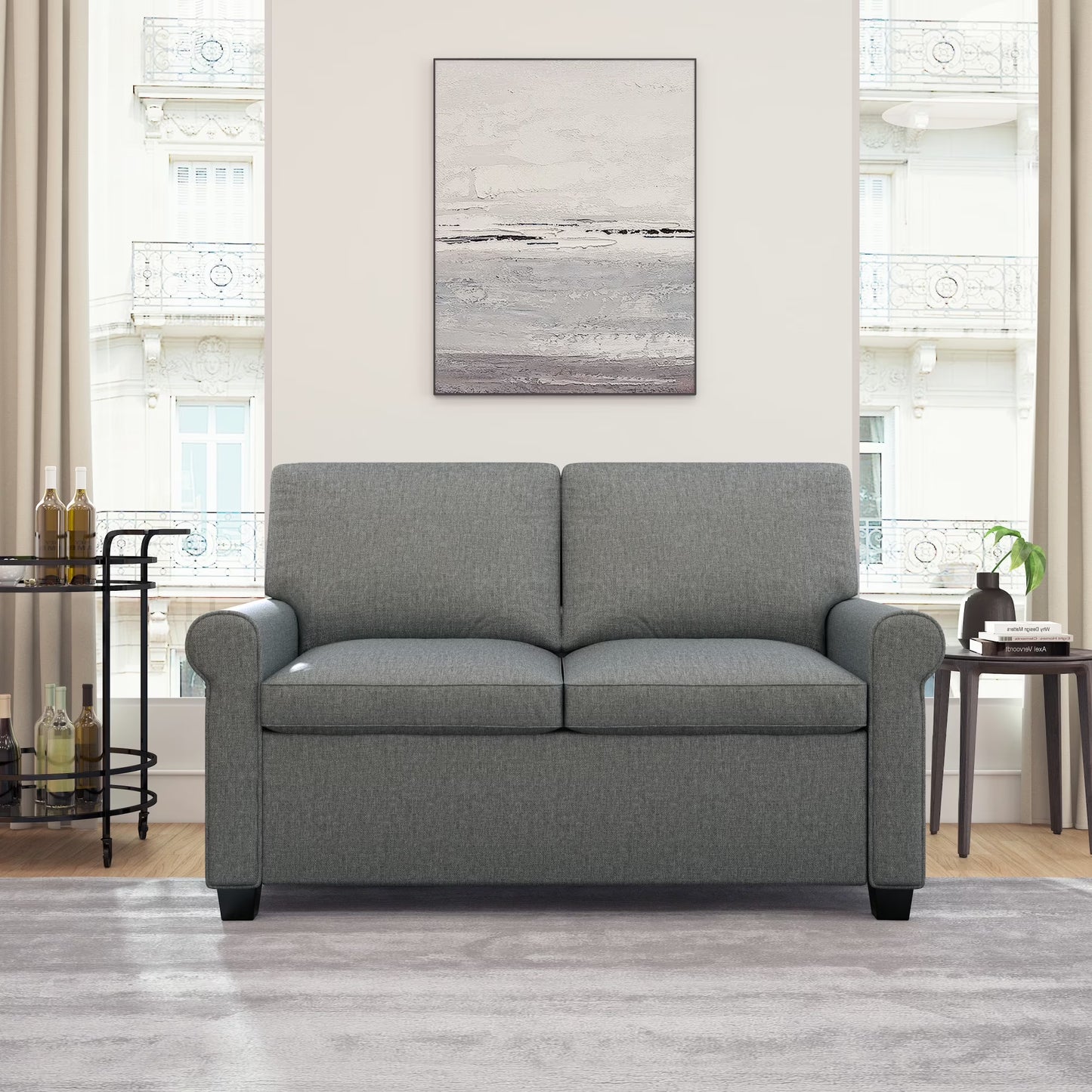 Tatum Twin Sleeper 56.25" Loveseat, Dark Gray