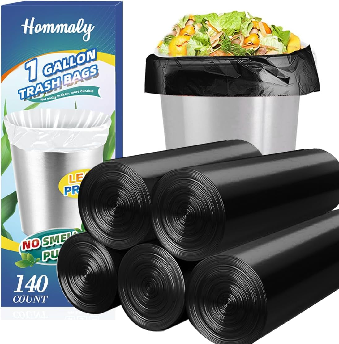 4 Gallon Small Garbage Bags 250 Counts,Trash Bag Bin Liners, 12-15 Liters Bin Bags Wastebasket Bags for Home Office Kitchen Trash Can,Bathroom,Bedroom 5 Color