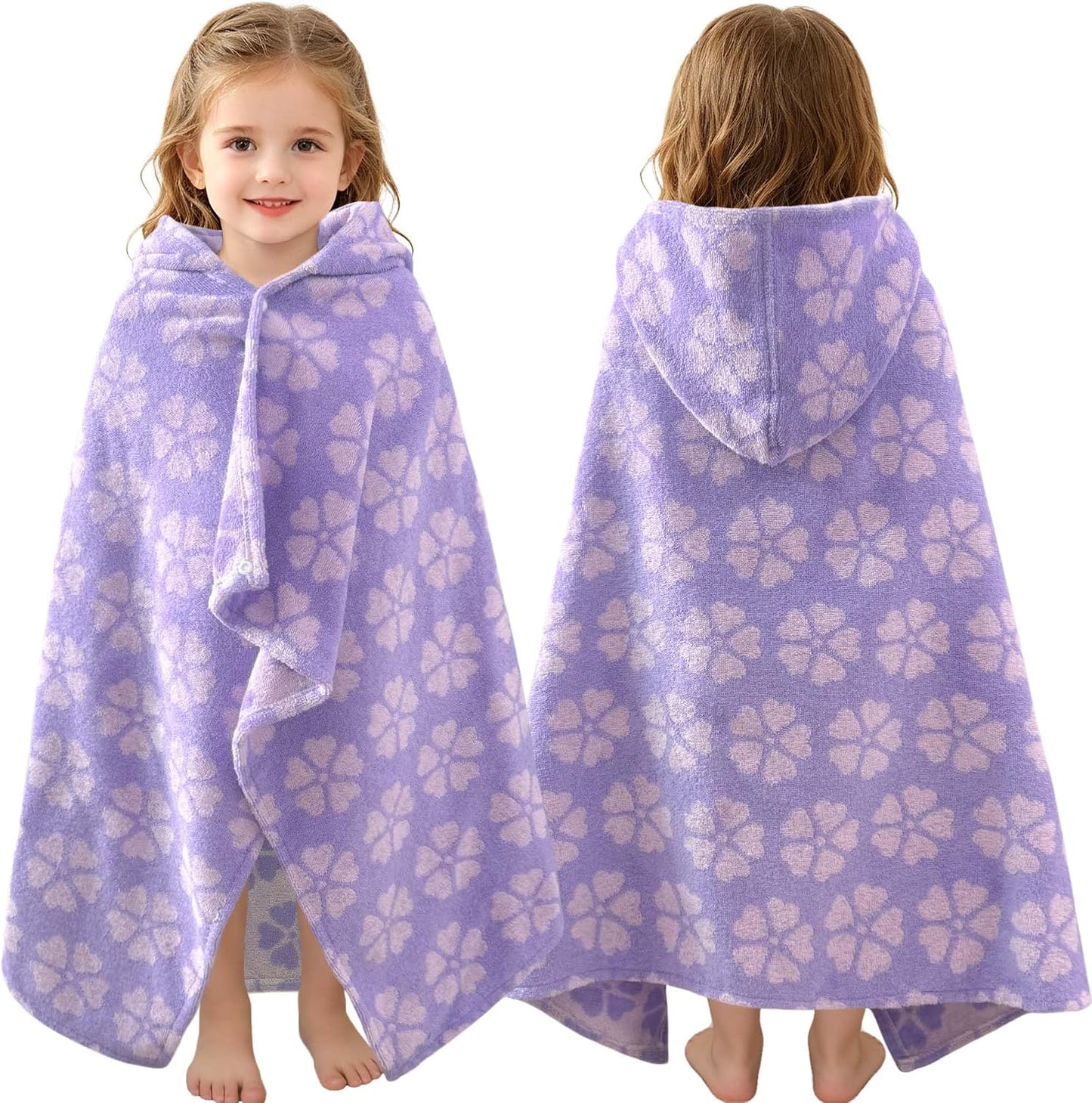 Kids Hooded Beach Towel Age 3-8, 30''X50,Soft | Thick | Large | 100% Cotton,Absorbent Beach, Bath, Pool Towels Wrap for Girls, Sea Mermaid