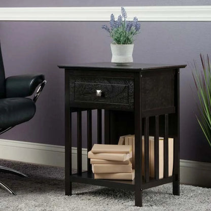 Marcel 1-Drawer Nightstand, Coffee Finish
