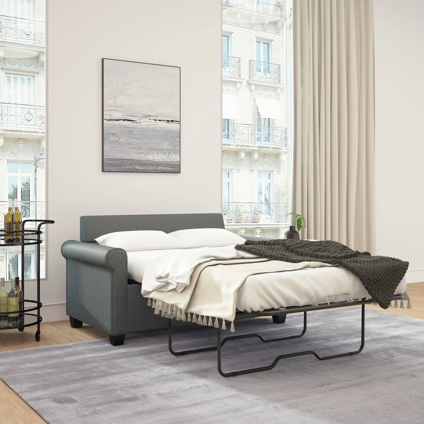 Tatum Twin Sleeper 56.25" Loveseat, Dark Gray
