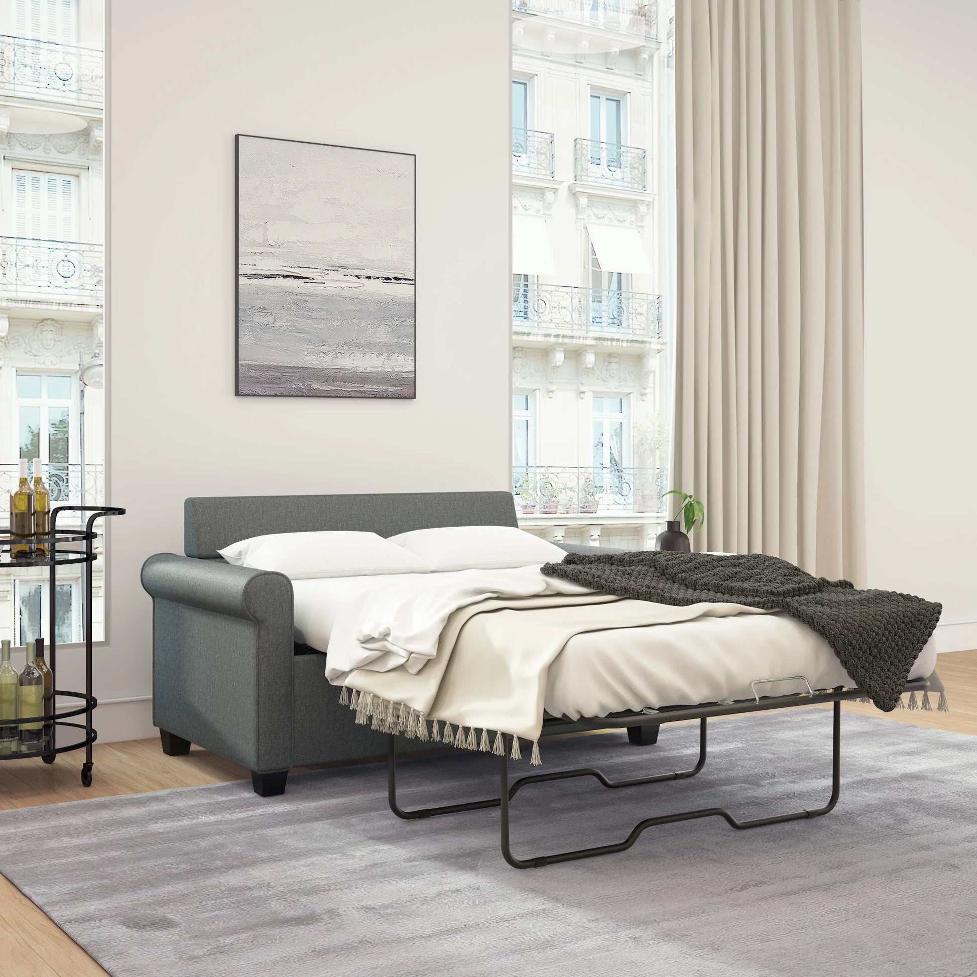 Tatum Twin Sleeper 56.25" Loveseat, Dark Gray