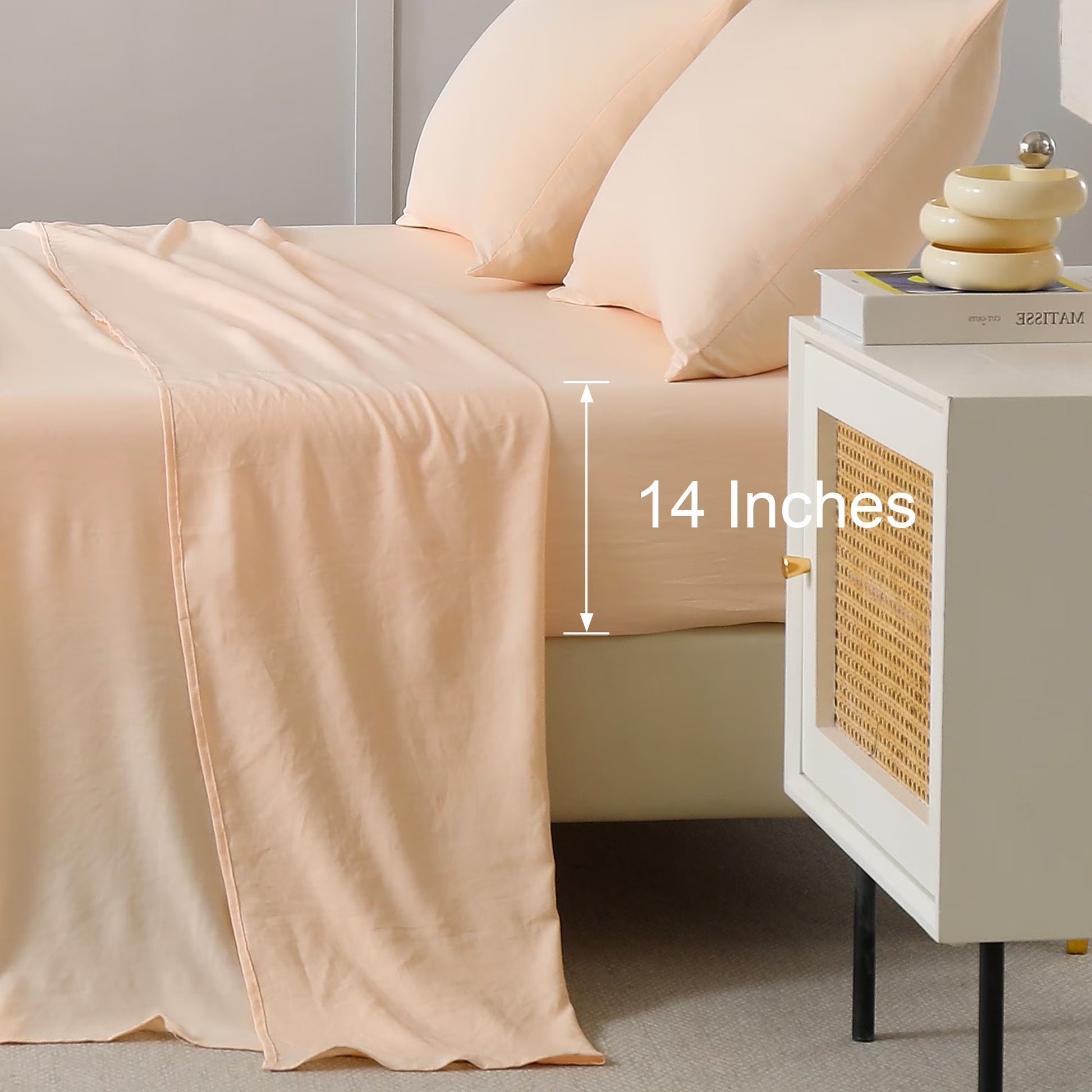 Bed Sheets Set 4 Piece Queen/Full Sheet Set Champagne Microfiber Fitted Sheet, Flat Sheet & 2 Pillowcases Bedding Set