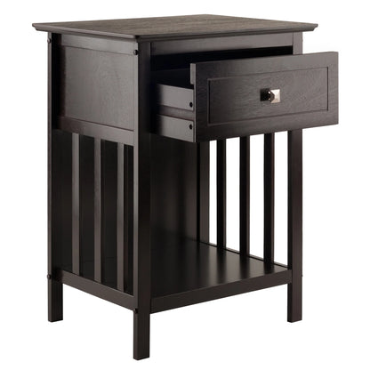 Marcel 1-Drawer Nightstand, Coffee Finish