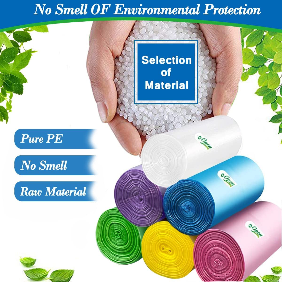 4 Gallon Small Garbage Bags 250 Counts,Trash Bag Bin Liners, 12-15 Liters Bin Bags Wastebasket Bags for Home Office Kitchen Trash Can,Bathroom,Bedroom 5 Color