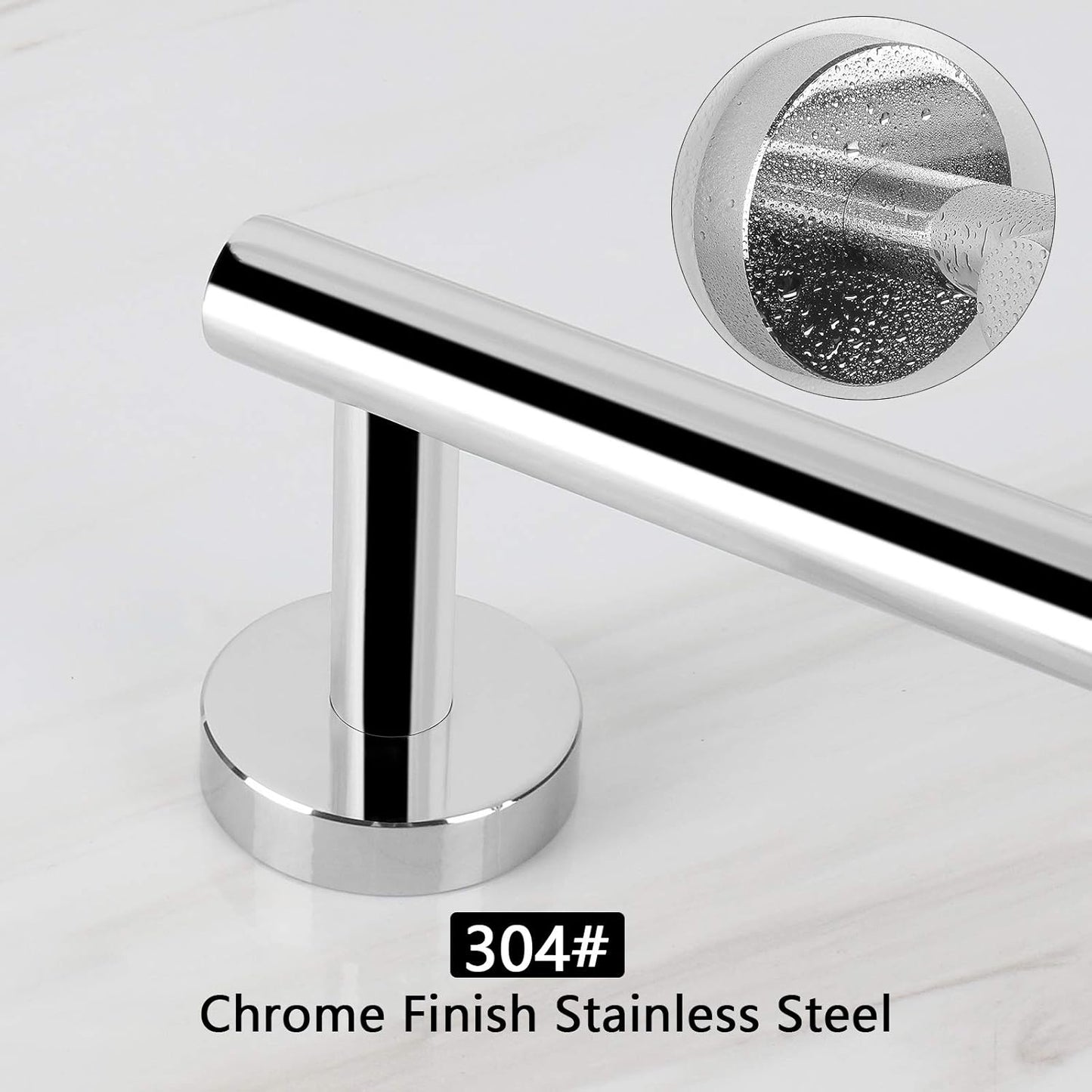 Bath Towel Bar, Thicken Stainless Steel Shower Towel Rack Holder Wall Mounted for Bathroom, 9-Lnch Overall Length-7-Lnch Usable Hanging Space (1 Pack, Chrome Finish)