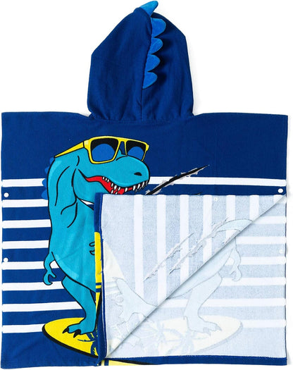 Dinosaur Bath Towel for Toddler Boys, Pool Hooded Towel for Kids, Hooded Bath Beach Towel Poncho for Bath/Pool/Beach Swim Cover