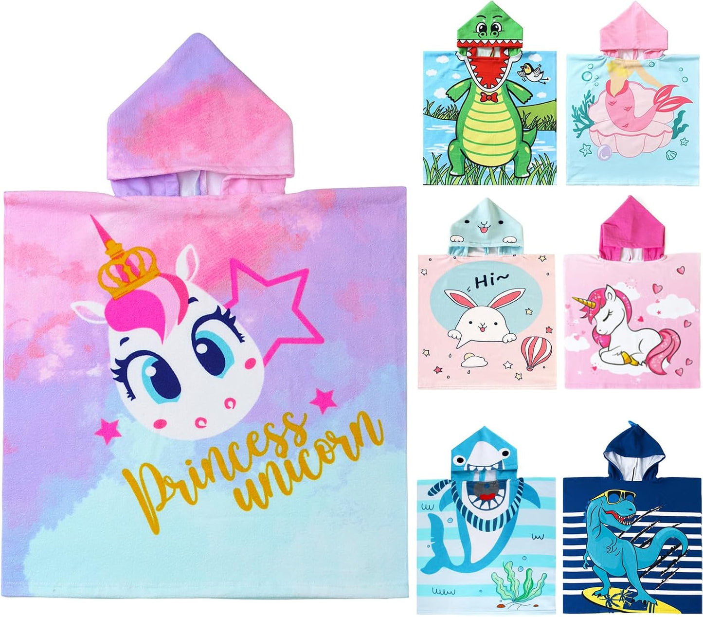 Dinosaur Bath Towel for Toddler Boys, Pool Hooded Towel for Kids, Hooded Bath Beach Towel Poncho for Bath/Pool/Beach Swim Cover