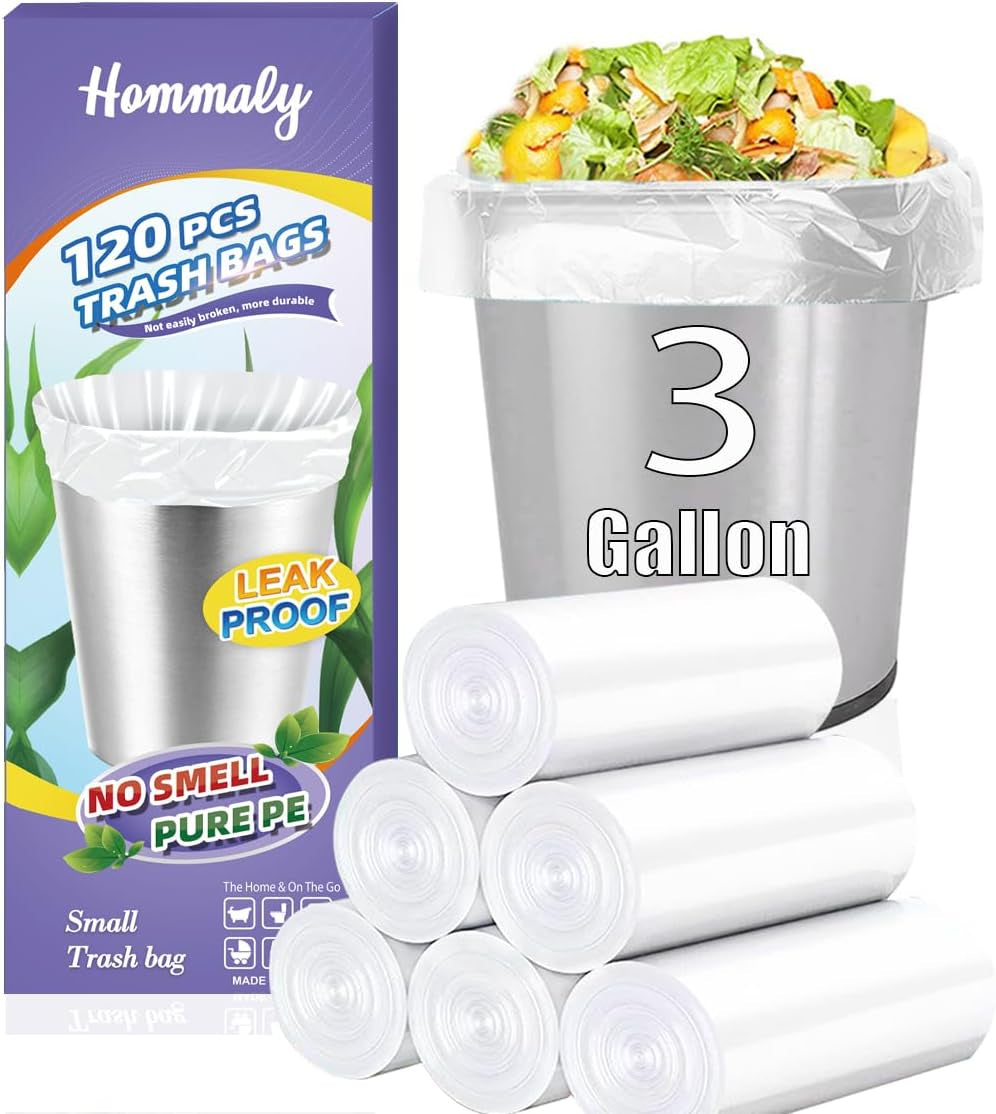 4 Gallon Small Garbage Bags 250 Counts,Trash Bag Bin Liners, 12-15 Liters Bin Bags Wastebasket Bags for Home Office Kitchen Trash Can,Bathroom,Bedroom 5 Color