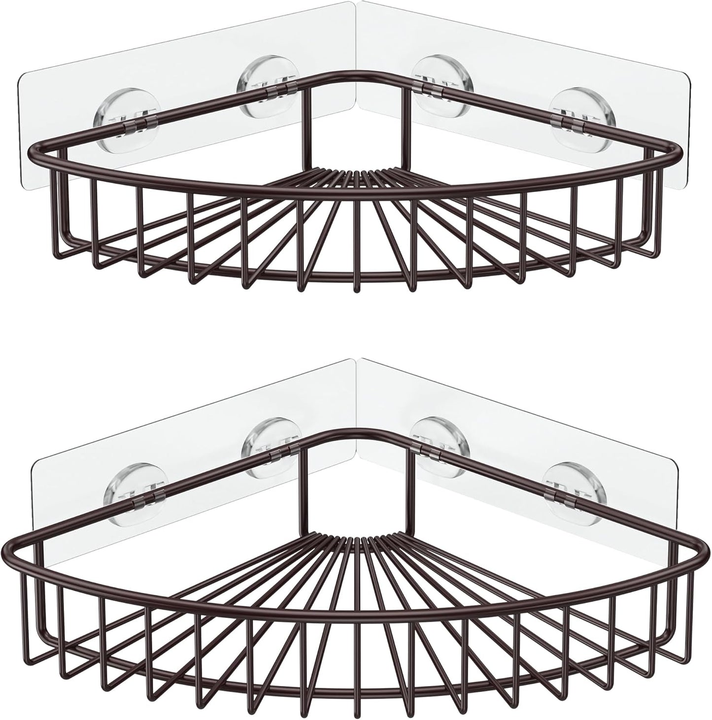 2-Pack Corner Shower Caddy, SUS304 Stainless Steel, Wall Mounted Bathroom Shelf with Adhesive, Storage Organizer for Toilet, Dorm and Kitchen (Silver)