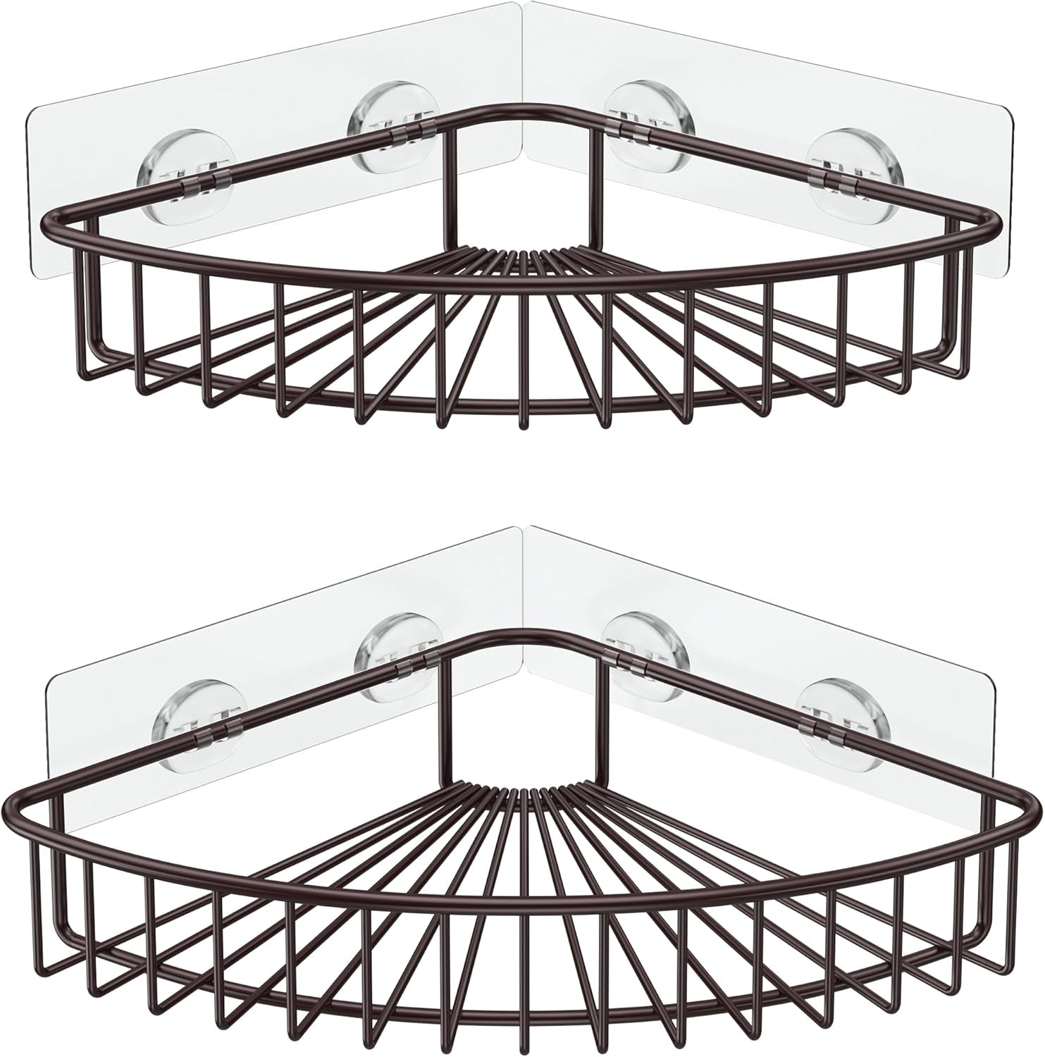 2-Pack Corner Shower Caddy, SUS304 Stainless Steel, Wall Mounted Bathroom Shelf with Adhesive, Storage Organizer for Toilet, Dorm and Kitchen (Silver)