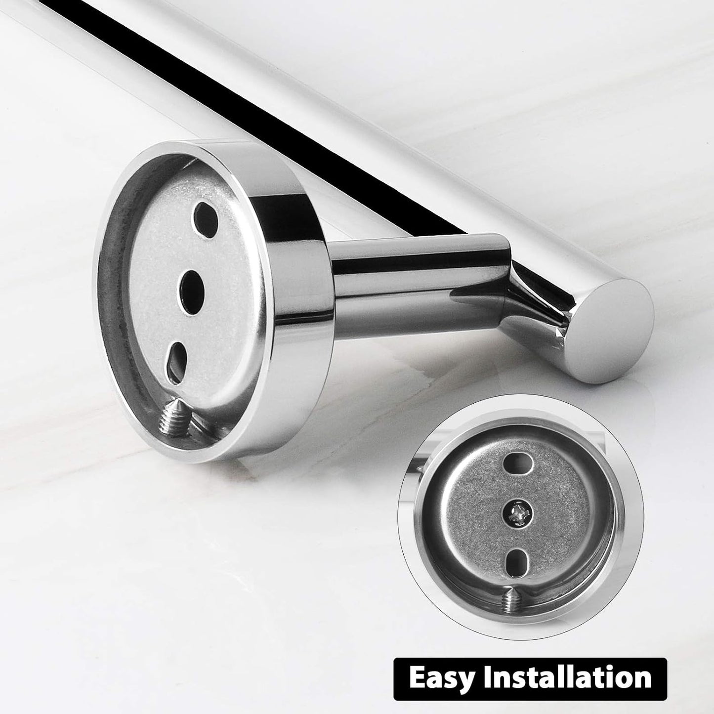 Bath Towel Bar, Thicken Stainless Steel Shower Towel Rack Holder Wall Mounted for Bathroom, 9-Lnch Overall Length-7-Lnch Usable Hanging Space (1 Pack, Chrome Finish)