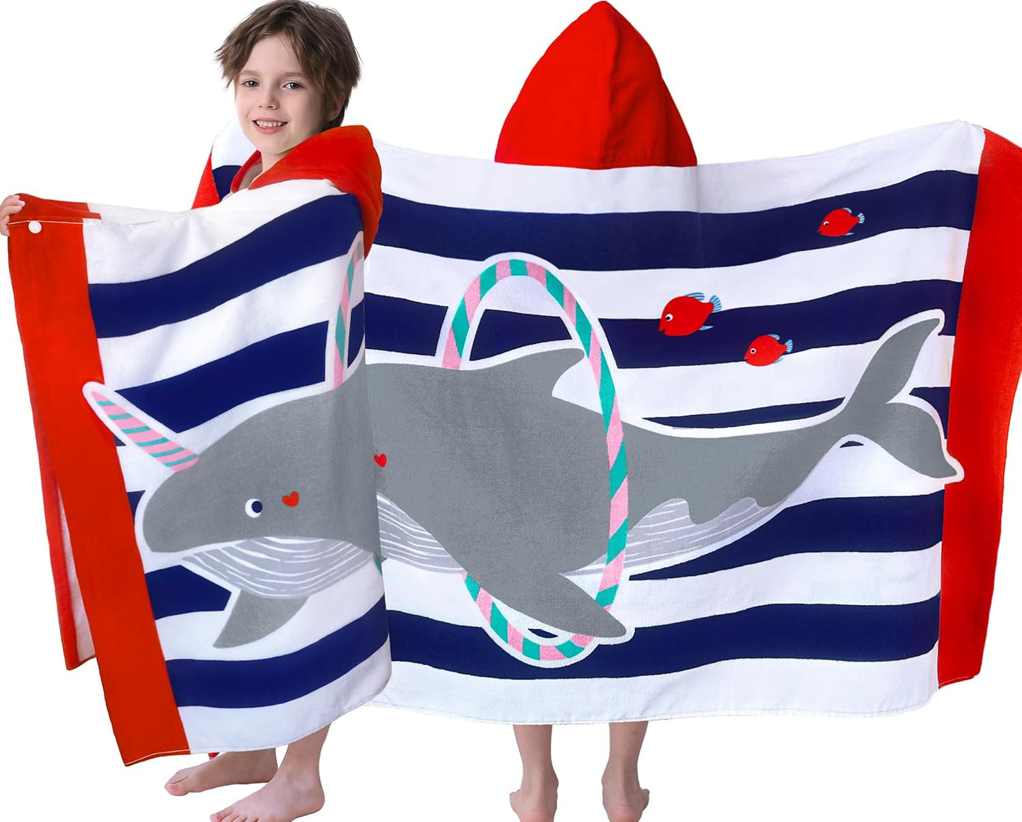 Kids Hooded Beach Towel Age 3-8, 30''X50,Soft | Thick | Large | 100% Cotton,Absorbent Beach, Bath, Pool Towels Wrap for Girls, Sea Mermaid