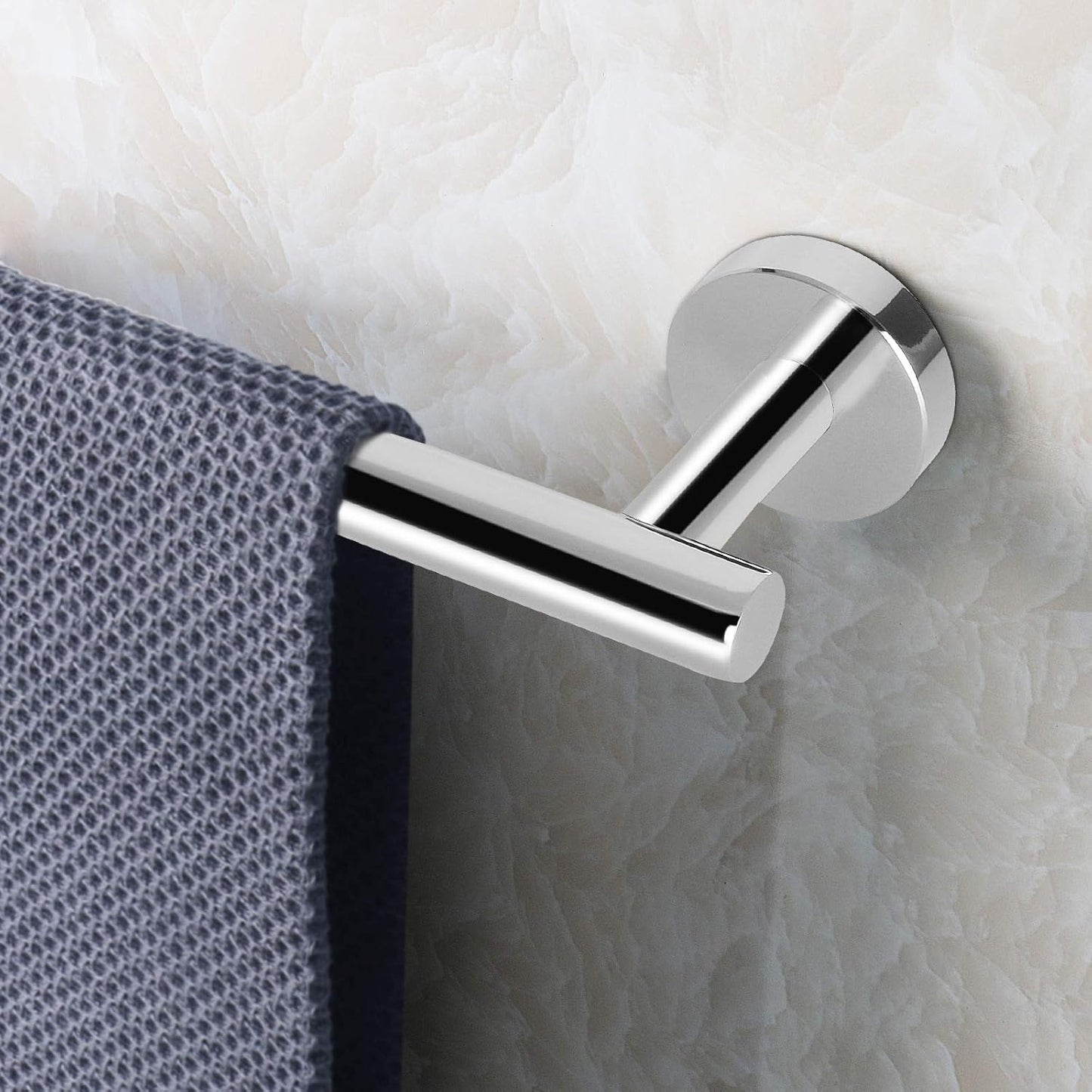 Bath Towel Bar, Thicken Stainless Steel Shower Towel Rack Holder Wall Mounted for Bathroom, 9-Lnch Overall Length-7-Lnch Usable Hanging Space (1 Pack, Chrome Finish)