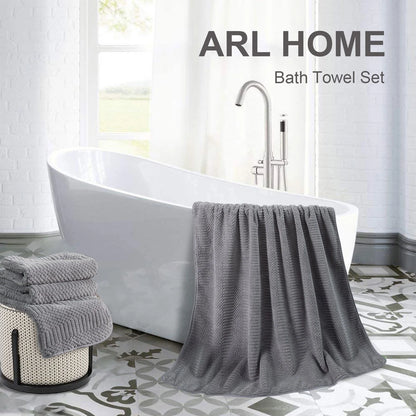 4 Piece Microfiber Bath Towel Set,700Gsm Family-Sized Towel Set ,Quick Dry & Less Lint,Highly Absorbent,Ultra Soft Shower Towel for Bathroom Hotel-Dark Gray