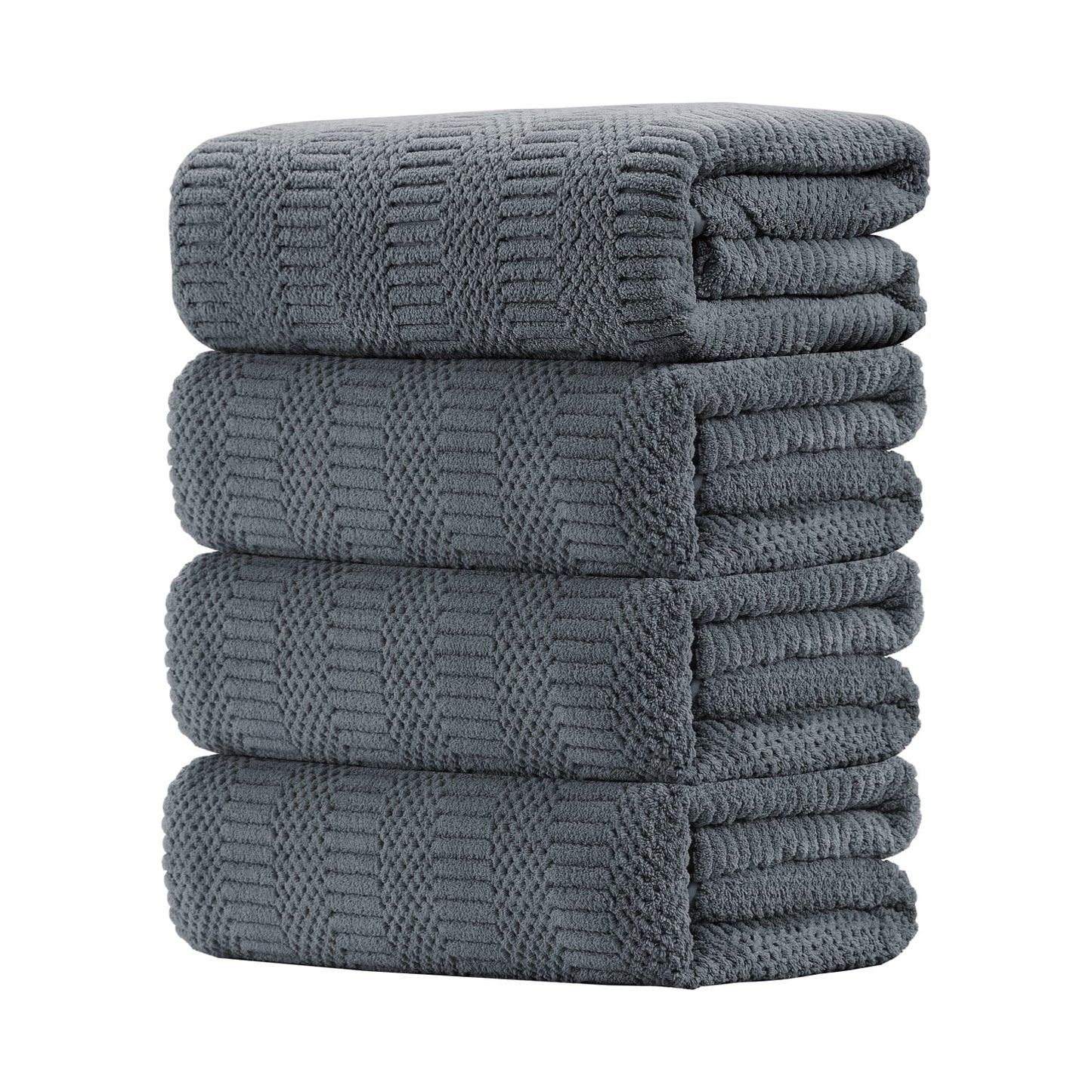 4 Piece Microfiber Bath Towel Set,700Gsm Family-Sized Towel Set ,Quick Dry & Less Lint,Highly Absorbent,Ultra Soft Shower Towel for Bathroom Hotel-Dark Gray