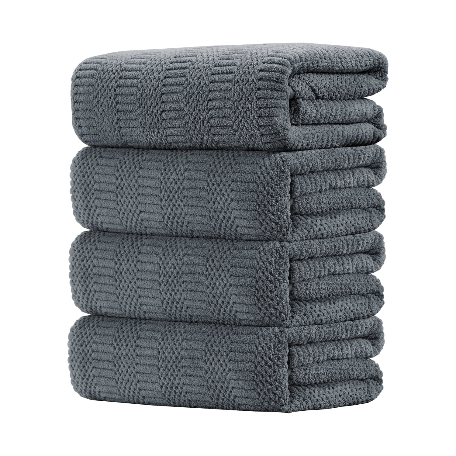 4 Piece Microfiber Bath Towel Set,700Gsm Family-Sized Towel Set ,Quick Dry & Less Lint,Highly Absorbent,Ultra Soft Shower Towel for Bathroom Hotel-Dark Gray