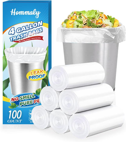 4 Gallon Small Garbage Bags 250 Counts,Trash Bag Bin Liners, 12-15 Liters Bin Bags Wastebasket Bags for Home Office Kitchen Trash Can,Bathroom,Bedroom 5 Color
