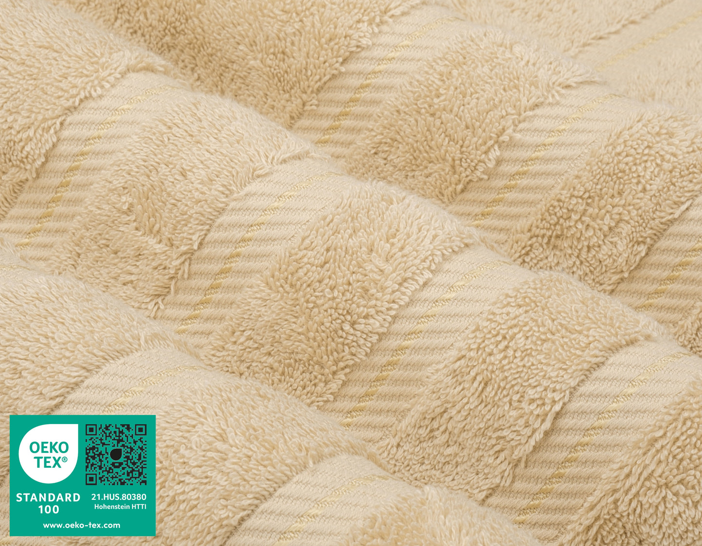 Luxury 4 Piece Bath Towel Set, 100% Cotton Turkish Bath Towels for Bathroom, Beige