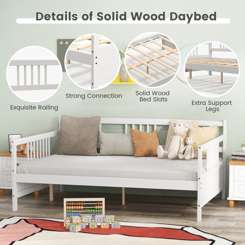 Wooden Full Size Daybed Frame with Guardrails