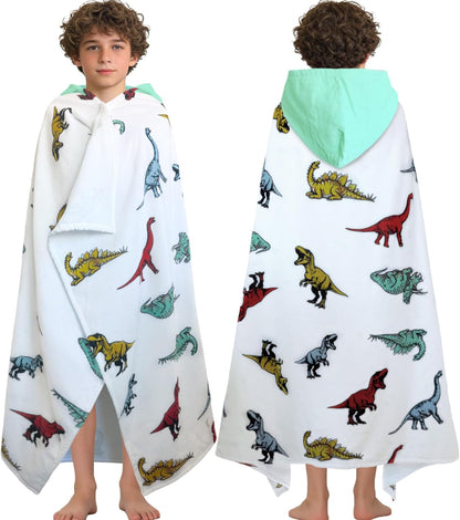 Kids Hooded Beach Towel Age 3-8, 30''X50,Soft | Thick | Large | 100% Cotton,Absorbent Beach, Bath, Pool Towels Wrap for Girls, Sea Mermaid