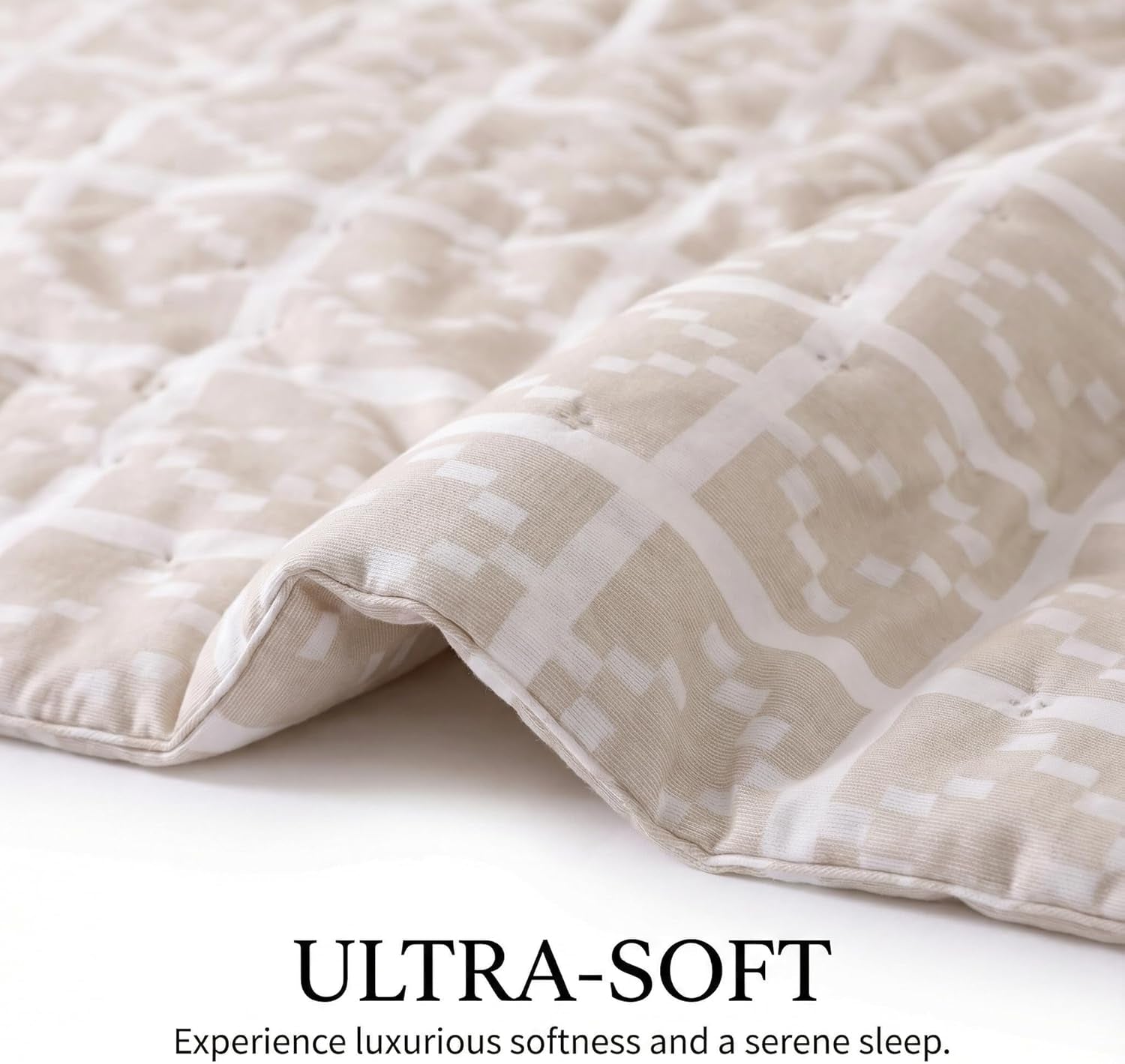Beige King Size Quilt Set, Oversized Lightweight Textured Bedspread Coverlet with 2 Pillow Shams, Soft Box Stitch Cross Stitch Quilt for All Season Comfort, Tan Beige Bedding, 100"X92"
