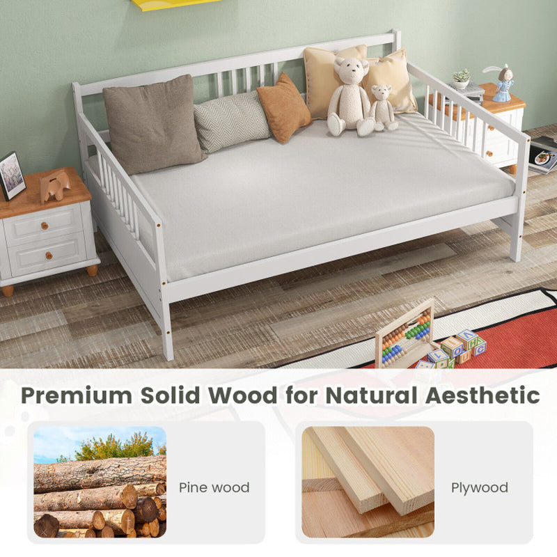 Wooden Full Size Daybed Frame with Guardrails