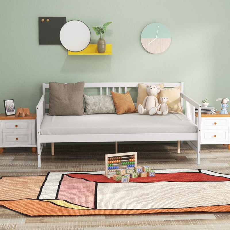 Wooden Full Size Daybed Frame with Guardrails