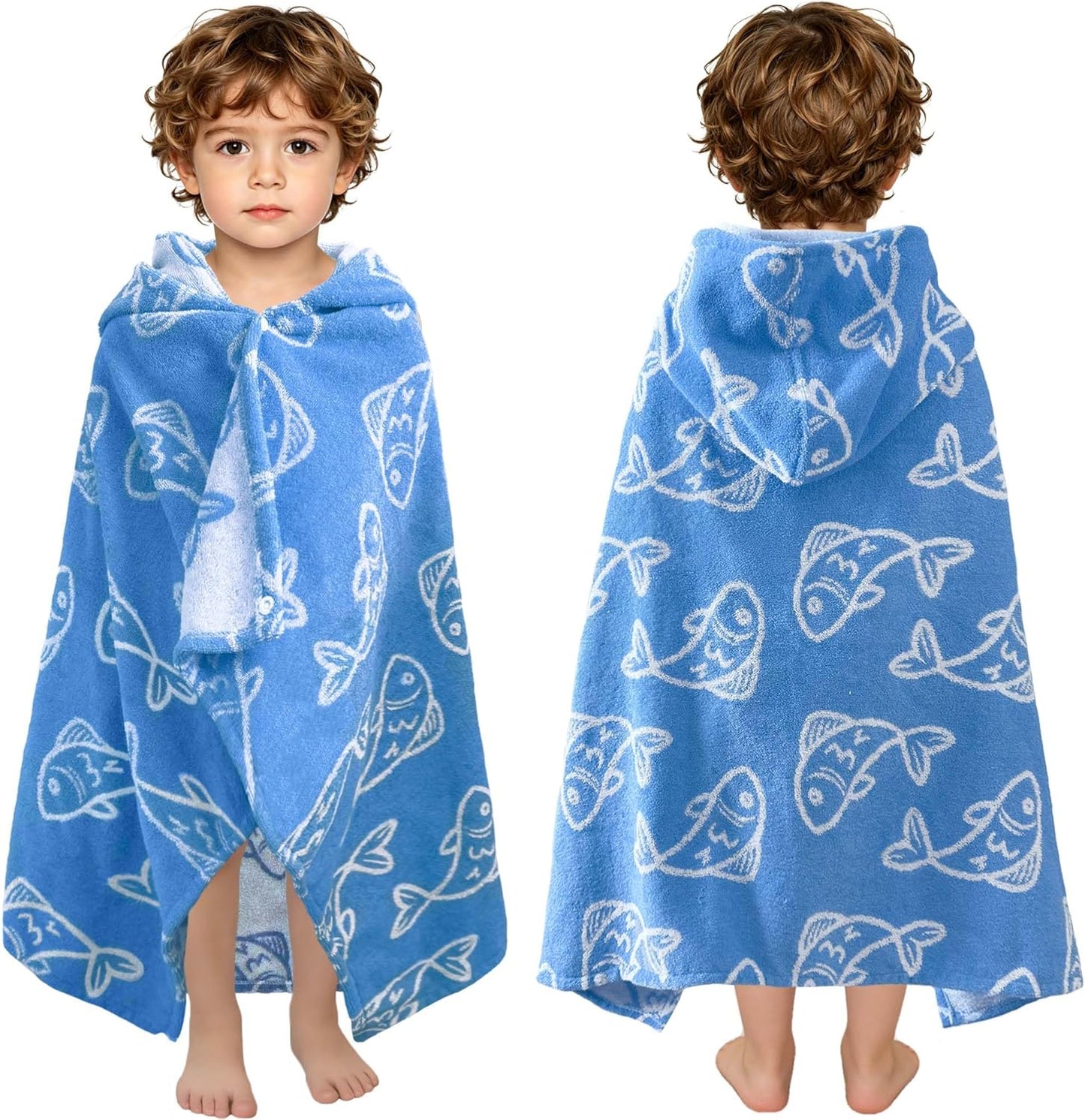 Kids Hooded Beach Towel Age 3-8, 30''X50,Soft | Thick | Large | 100% Cotton,Absorbent Beach, Bath, Pool Towels Wrap for Girls, Sea Mermaid