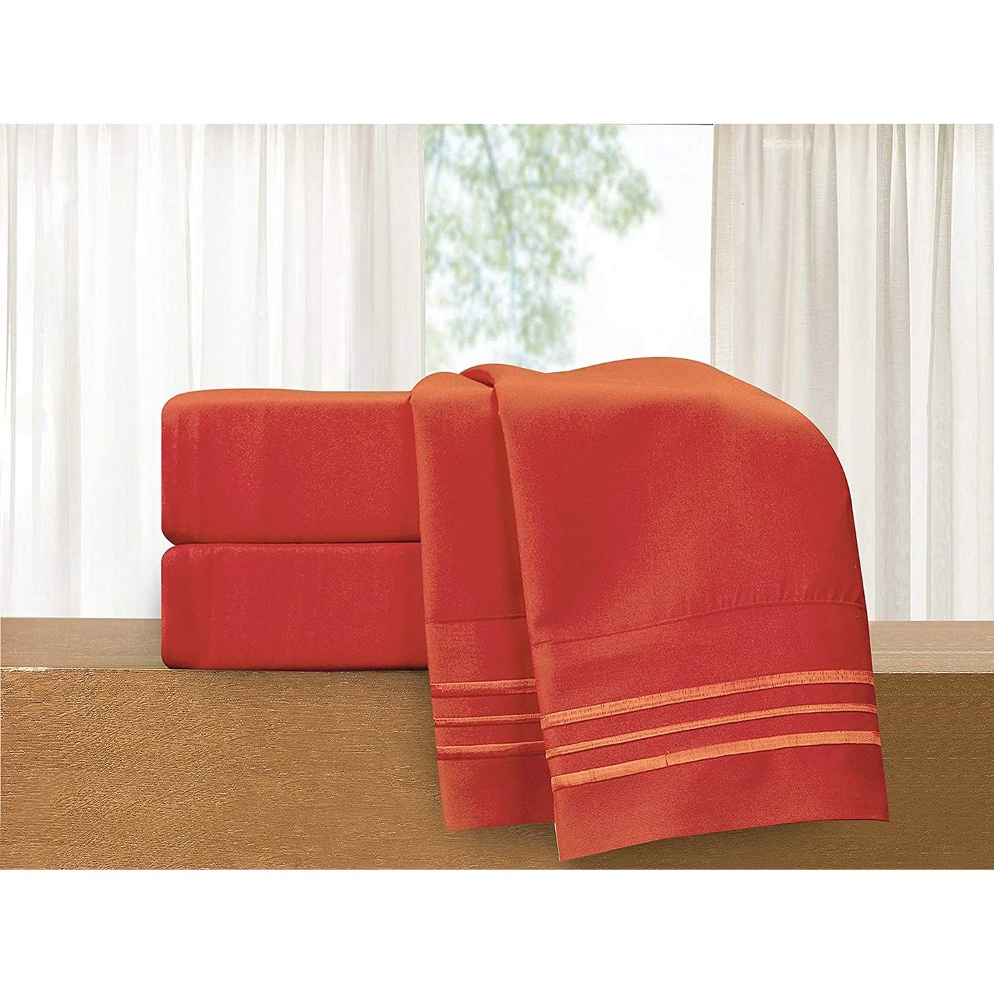 Bed Sheet Set Soft 1500 Series Sheet Set, California King, Rust