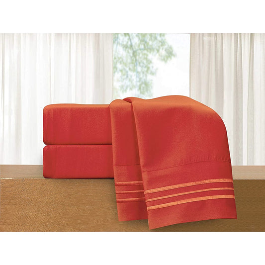 Bed Sheet Set Soft 1500 Series Sheet Set, California King, Rust