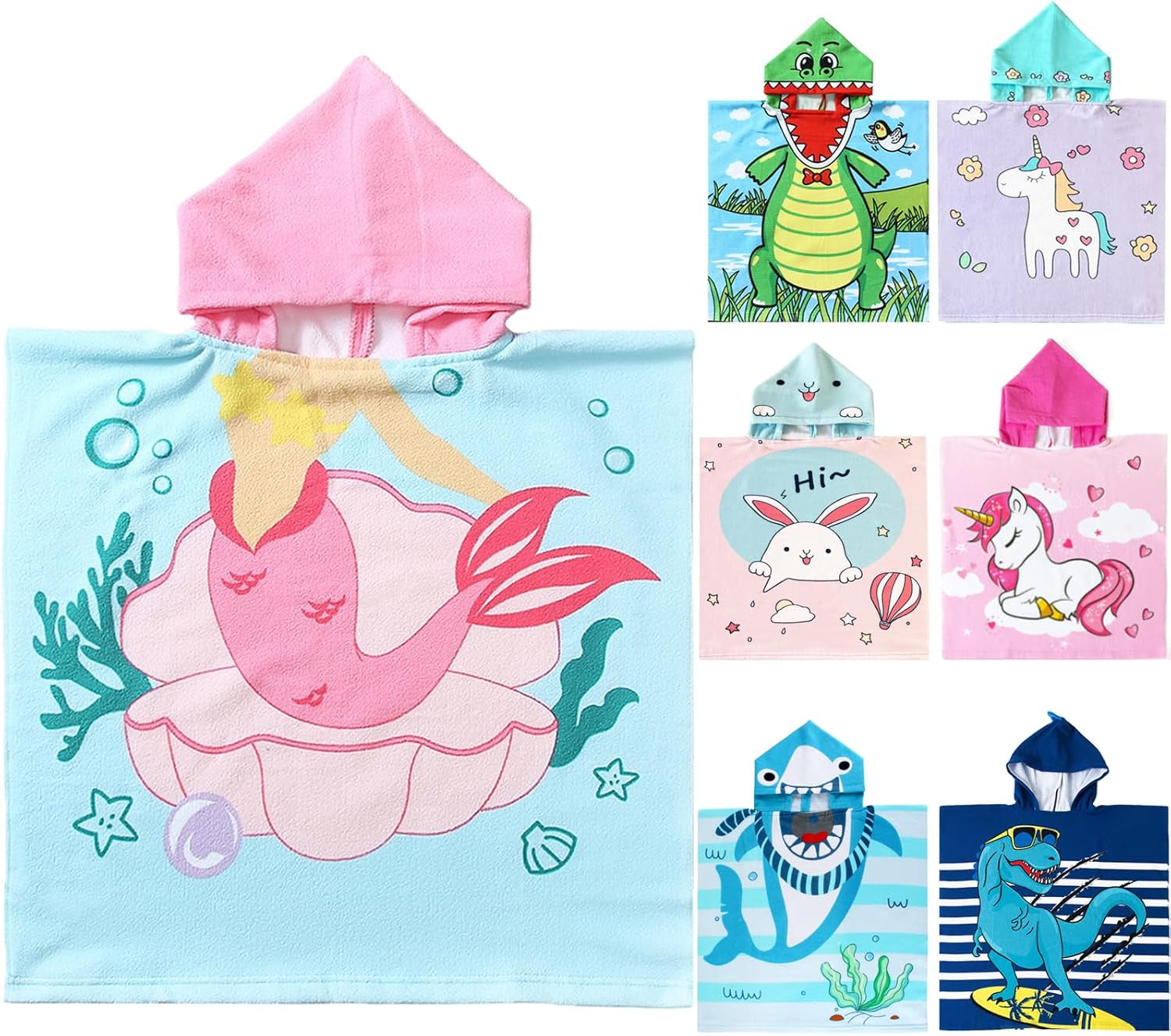 Dinosaur Bath Towel for Toddler Boys, Pool Hooded Towel for Kids, Hooded Bath Beach Towel Poncho for Bath/Pool/Beach Swim Cover