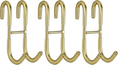 Shower Door Hooks (3-Pack), Towel Hooks for Bathroom Frameless Glass Door, Shower Squeegee Hooks, Gold