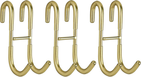 Shower Door Hooks (3-Pack), Towel Hooks for Bathroom Frameless Glass Door, Shower Squeegee Hooks, Gold