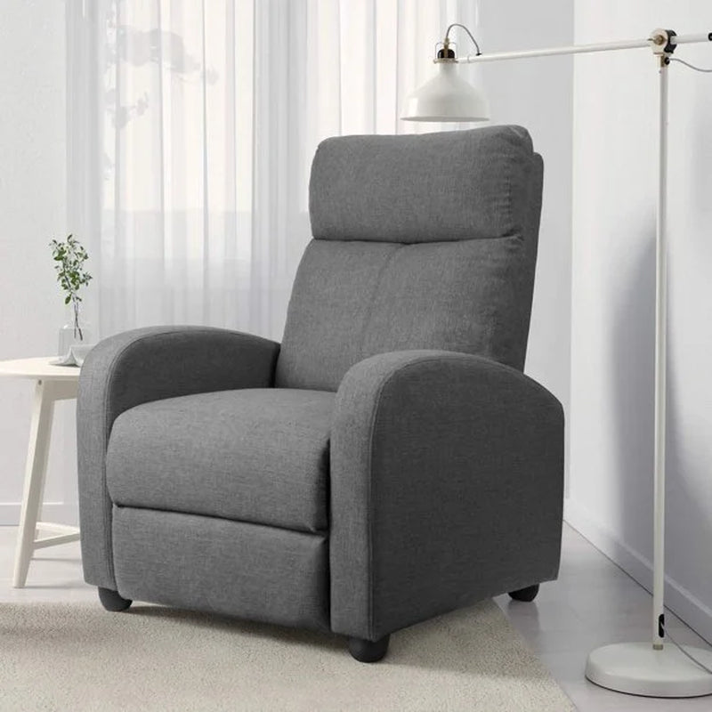 Fabric Single Sofa Recliner with Padded Seat , Gray