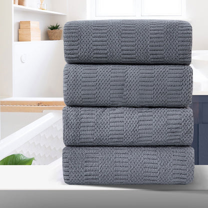 4 Piece Microfiber Bath Towel Set,700Gsm Family-Sized Towel Set ,Quick Dry & Less Lint,Highly Absorbent,Ultra Soft Shower Towel for Bathroom Hotel-Dark Gray