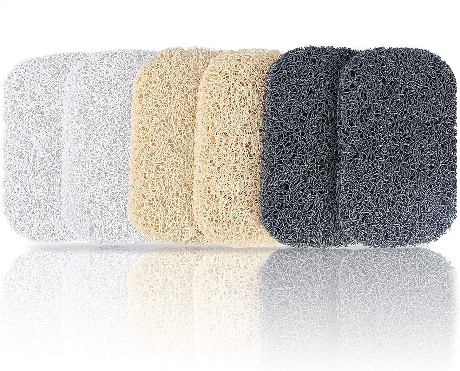 6PCS Bar Soap Saver Holder for Shower, Self Draining Pads for Soap Lift Dish, Soaps Savers Tray Mat for Bathroom